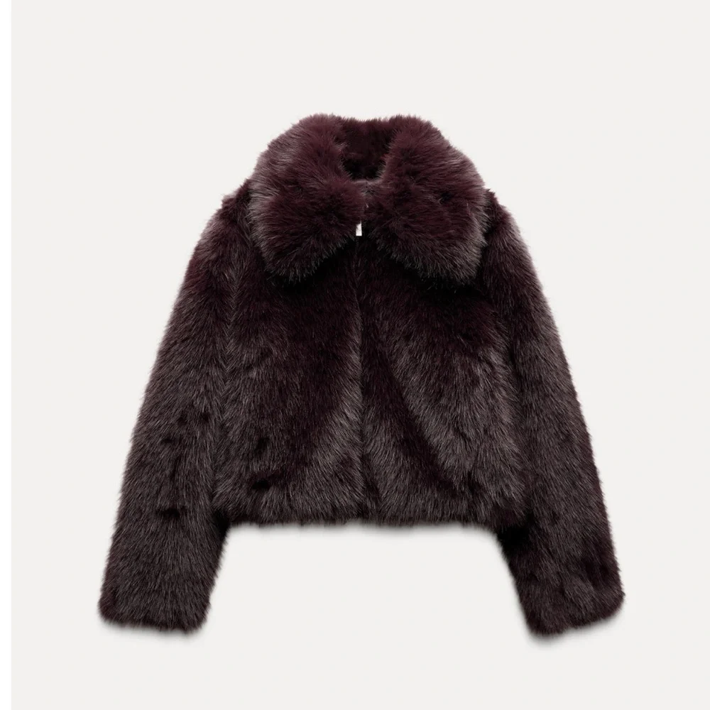 Zara FAUX FUR SHORT COAT - Picture 2 of 12